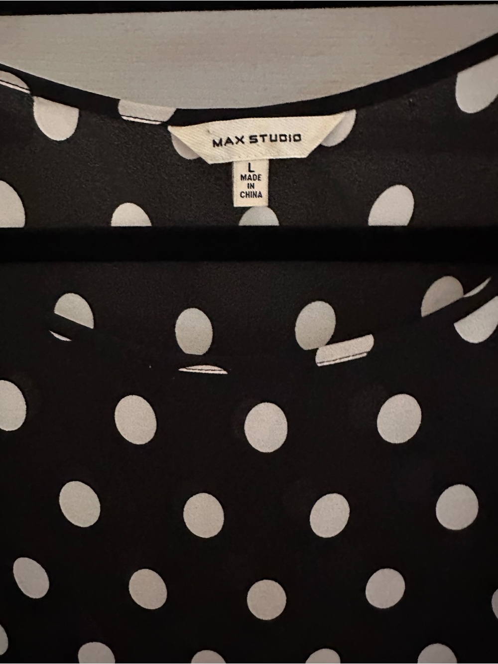 Max Studio Black and White Polka Dot Blouse